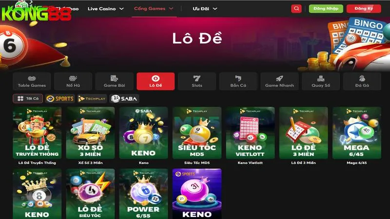 Giao diện chơi đề 3 càng hấp dẫn tại Kong88