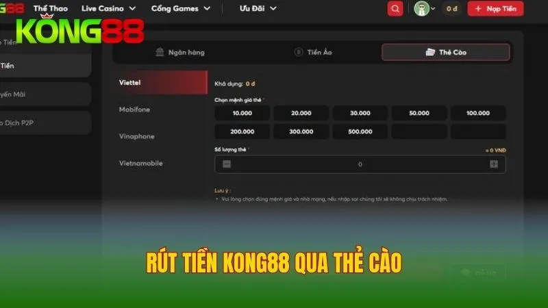 Rút thưởng nhanh chóng qua thẻ cào điện thoại