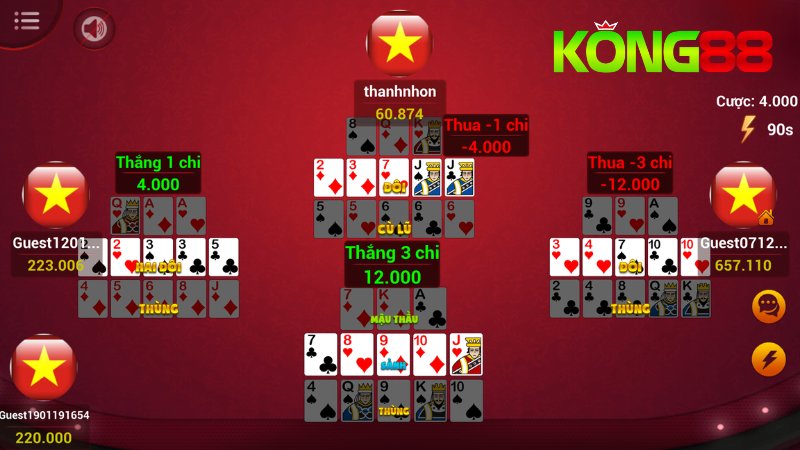 Người chơi cần xếp bài Mậu Binh thành 3 chi theo quy định