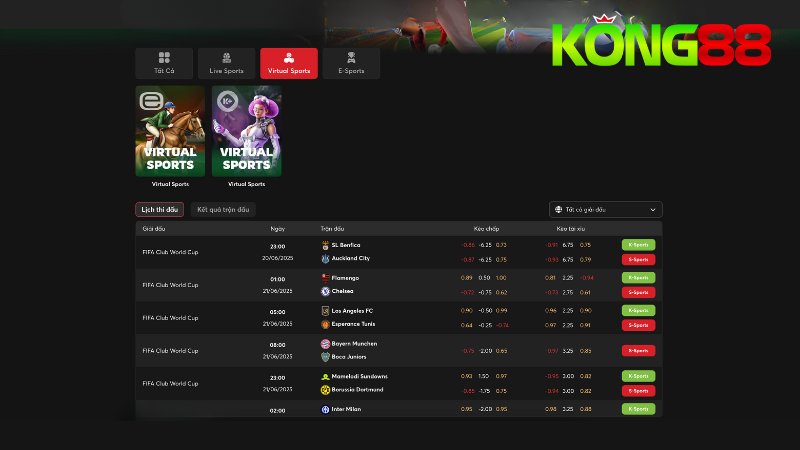 Trải nghiệm cá cược hấp dẫn tại sảnh Virtual Sports